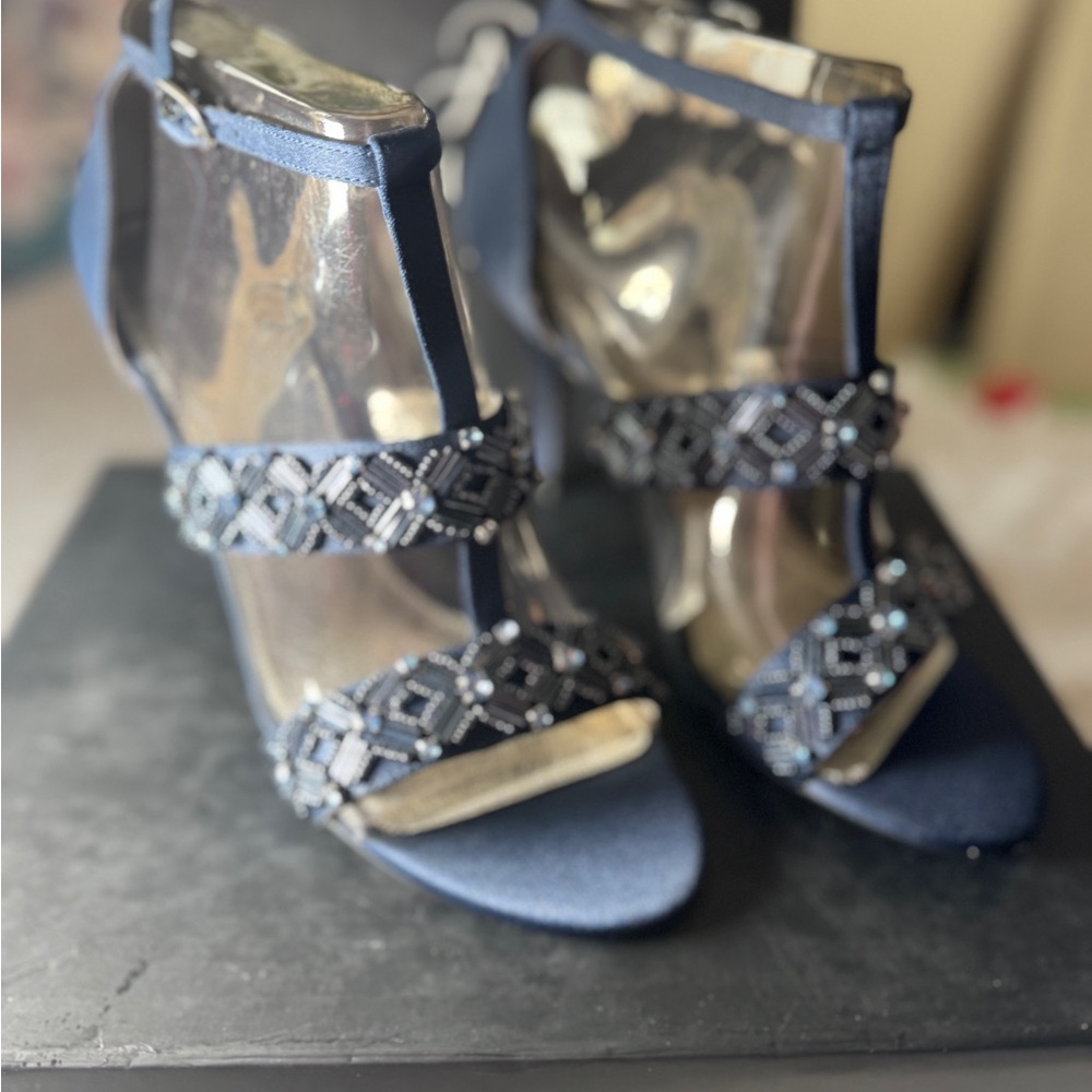 Adrianna Papell Navy Beaded Heels